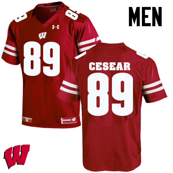 Wisconsin Badgers Men's #89 Jacob Cesear NCAA Under Armour Authentic Red College Stitched Football Jersey ZO40K73NZ